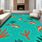 Coral Dolphins Sea Life Aquatic Scene Rug