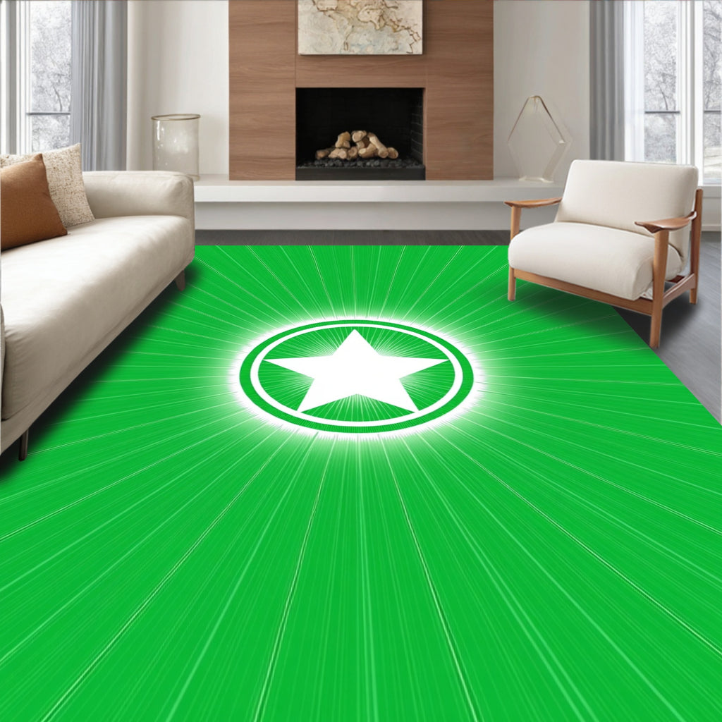 Radiant Green Starburst Round Rug