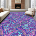 Dripping Purple Blue Abstract Organic Swirls Rug