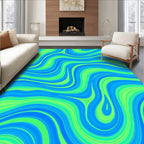 Bright Blue Green Swirling Waves Rug