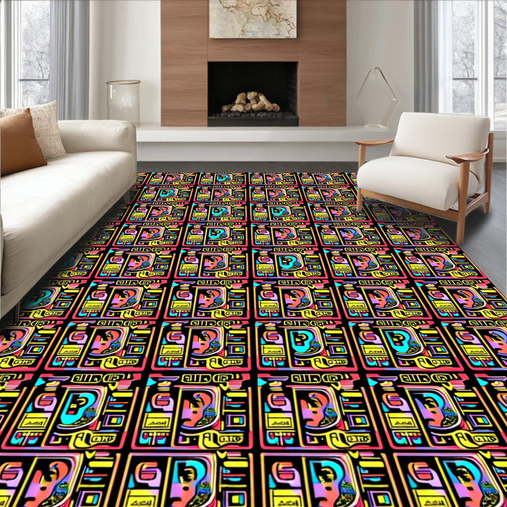 Vibrant Geometric Recycled Abstract Rug