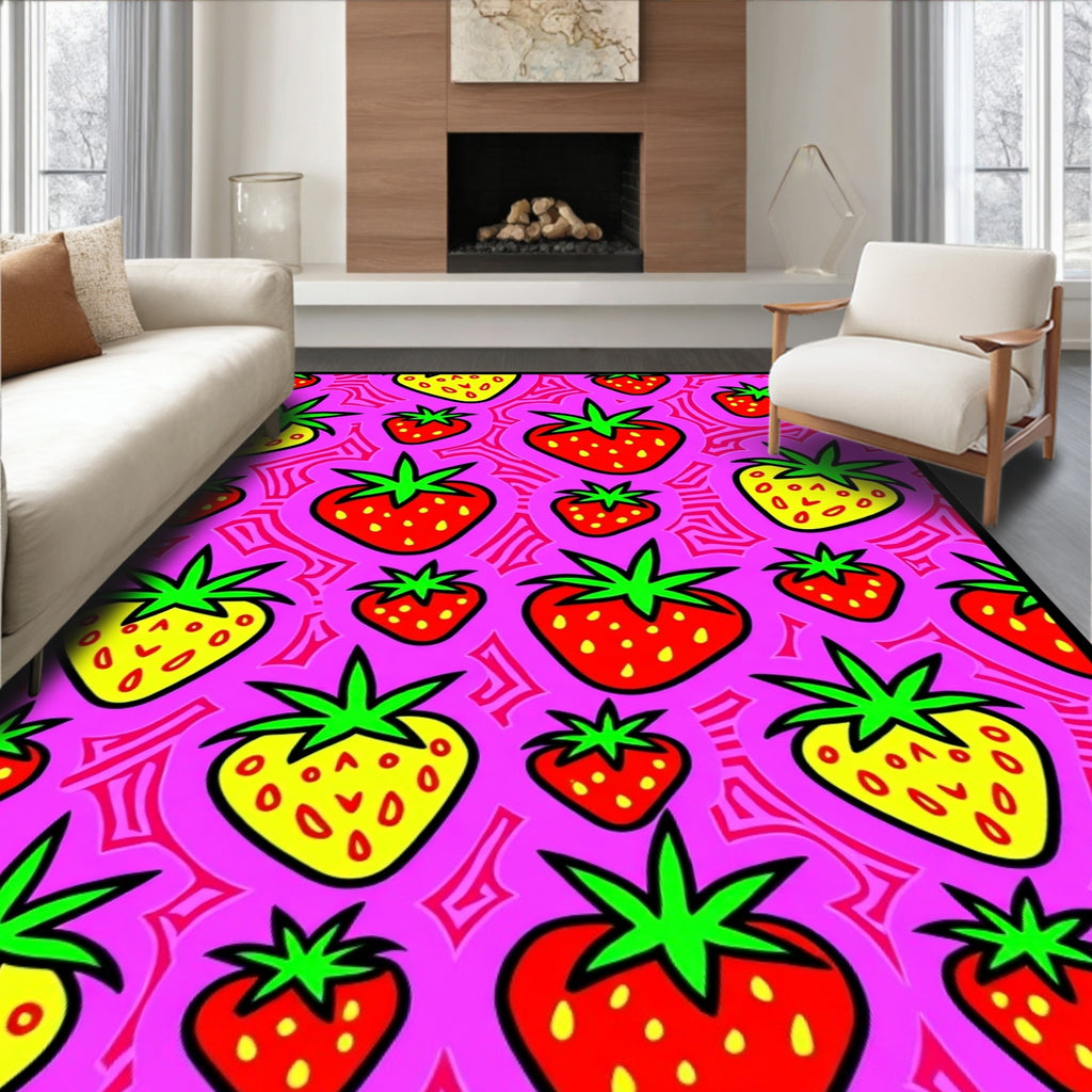 Vibrant Pink Strawberry Swirl Rug