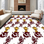 Golden Trophy Champion Figures Burgundy Rug