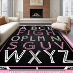 Chalkboard Alphabet Pink Border Rug