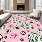 Whimsical Green Monster Pop Art Rug