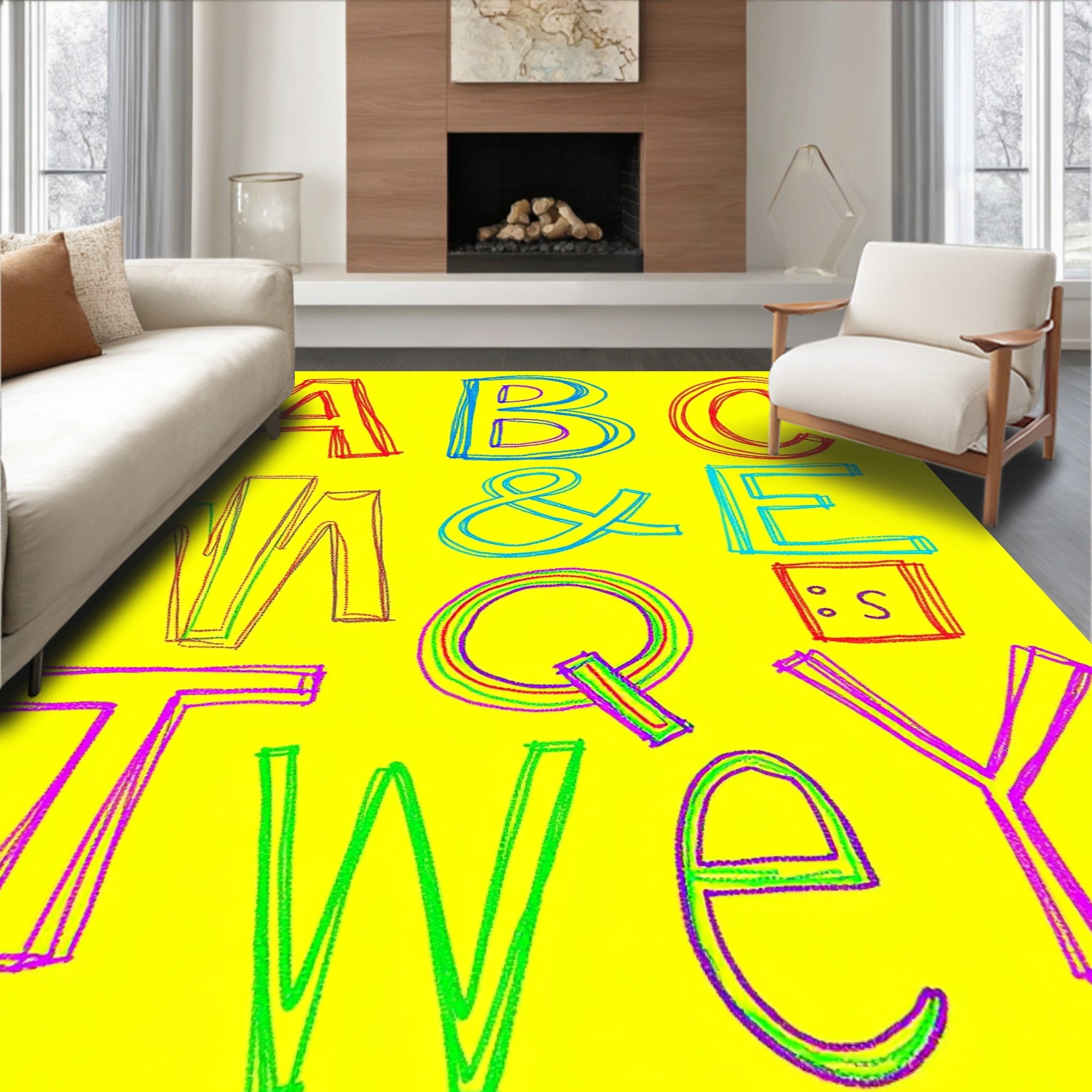 Vibrant Alphabet Art Rug