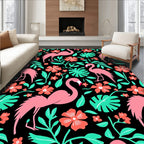 Pink Flamingo Tropical Garden Rug
