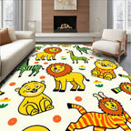 Playful Safari Animals Yellow Green Rug