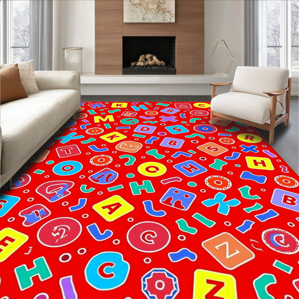 Playful Alphabet Blocks Red Rug