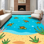 Cute Sea Turtles Underwater Scene Rug