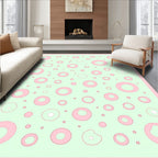 Pale Pink Circles on Mint Background Rug