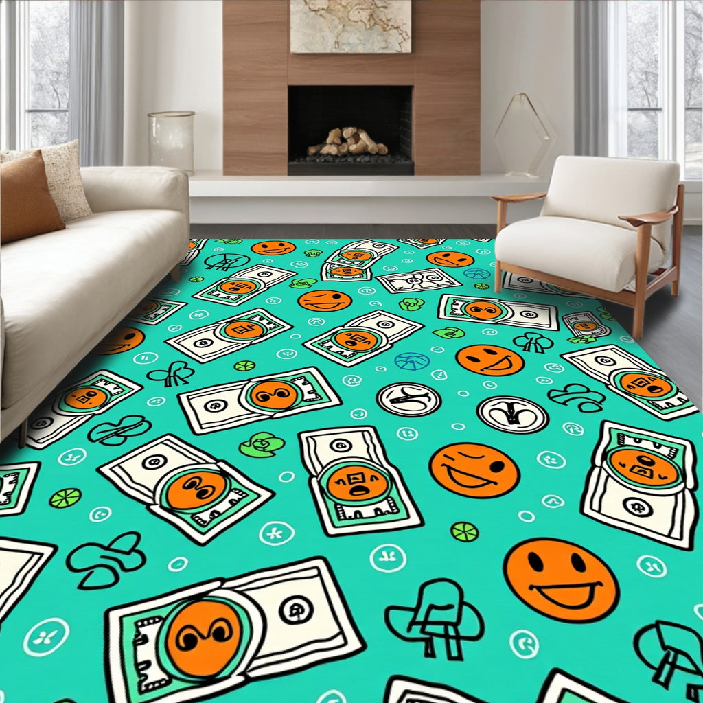 Happy Money Orange Smiley Face Rug