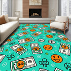 Happy Money Orange Smiley Face Rug