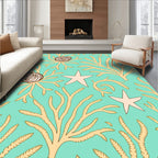 Coastal Coral Starfish Swirls Rug
