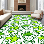 Funky Green Cartoon Playful Characters Rug