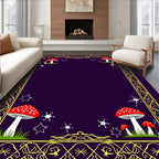 Dreamy Red Mushroom Stars Border Rug