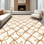 Organic Lattice Brown Leaf Vine Rug