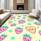 Kawaii Pink Strawberry Heart Field Rug