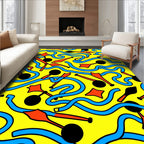 Yellow Blue Red Abstract Graphic Rug