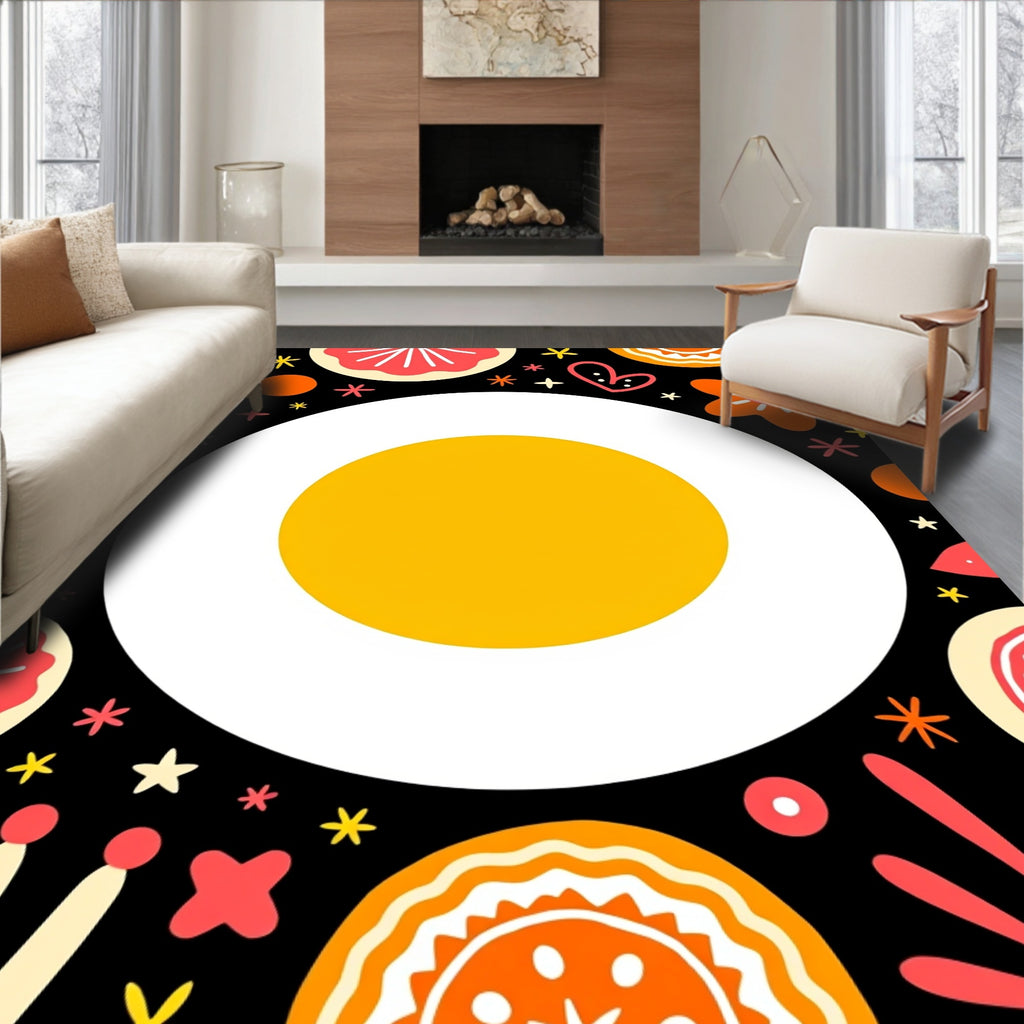 Bright Citrus Floral Medallion Accent Rug