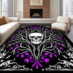 Gothic Black White Purple Skull Tree Rug
