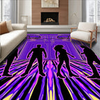 Vibrant Purple Abstract Swirl Figures Rug