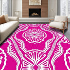Bright Fuchsia Fan Shaped Medallions Rug