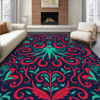 Crimson Teal Kraken Foliage Rug