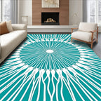 Turquoise White Sunburst Radial Rug