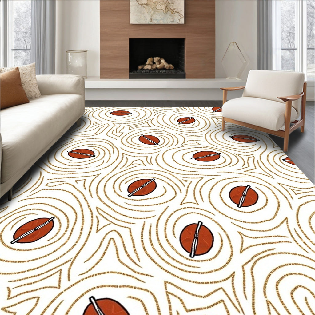 Brown Coffee Bean Swirls Rug