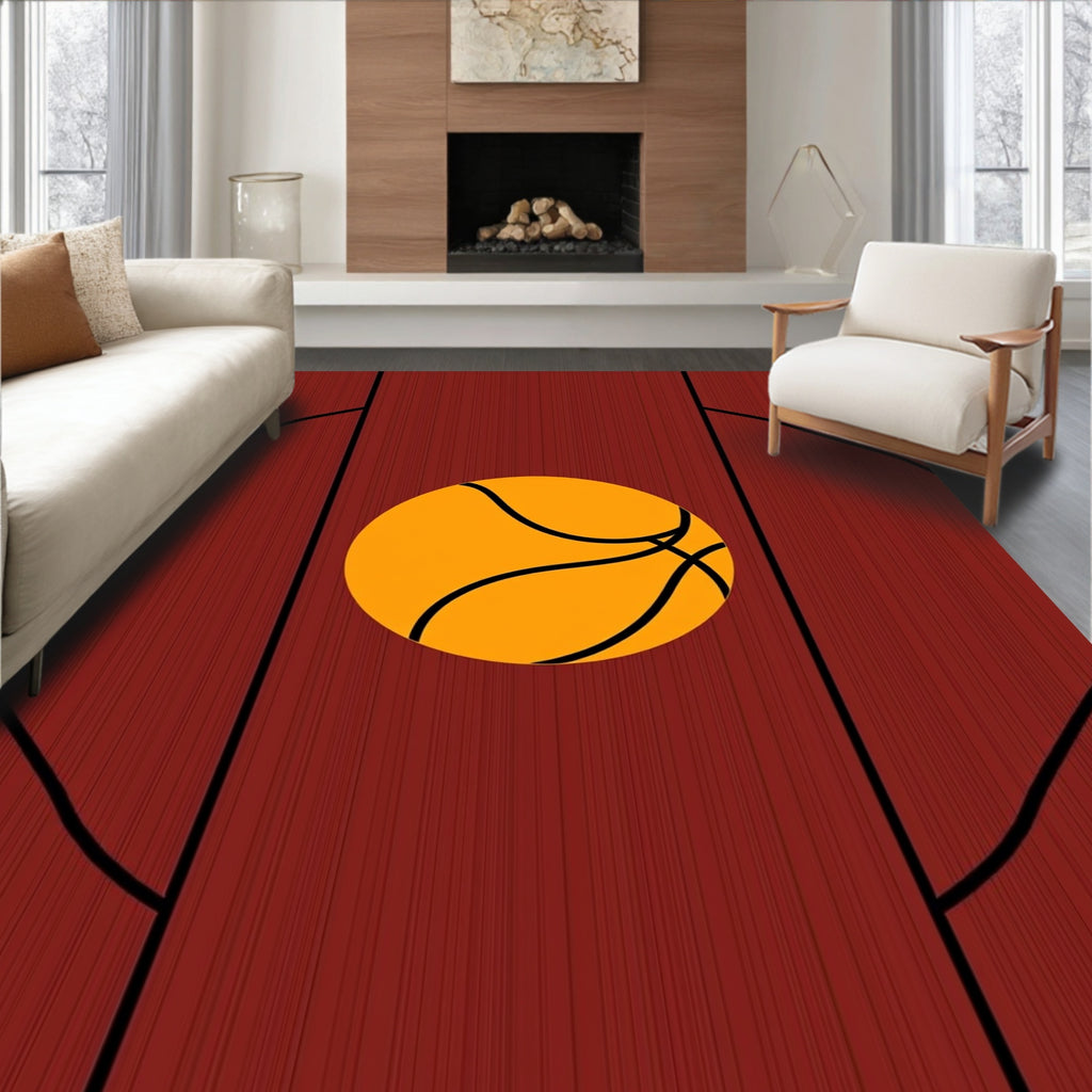 Classic Orange Basketball Court Texture Rug