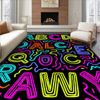Neon Alphabet Confetti Rug