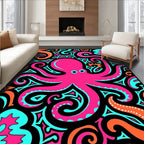 Vibrant Pink Octopus Swirl Art Rug