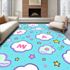 Whimsical Cloud Moon Star Alphabet Rug