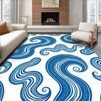 Deep Blue Wavy Organic Swirls Rug