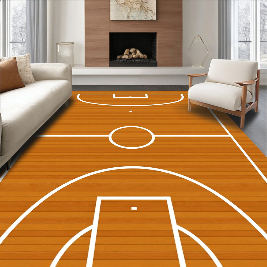 Bold Court Lines Wood Grain Rug