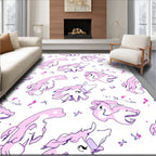 Playful Pink Cartoon Creatures Abstract Rug