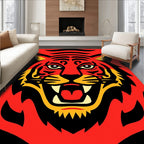 Bold Red Tiger Face Graphic Rug