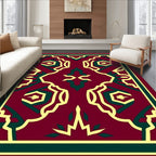 Deep Red Geometric Medallion Harmony Rug