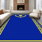 Royal Blue Yellow Laurel Medallion Rug