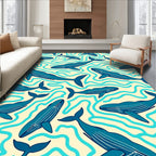 Marine Blue Whale Flowing Ocean Rug