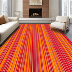 Vibrant Red Orange Stripe Rug