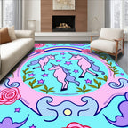 Whimsical Pink Unicorn Rainbow Cloud Rug