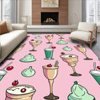 Pastel Pink Creamy Drinks Cherries Rug