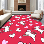 Playful White Mice Hearts Pattern Rug