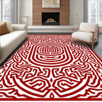 Crimson Labyrinthic Square Medallion Rug