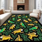 Yellow Green Tropical Bird Foliage Rug