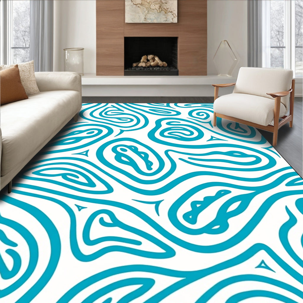 Aqua Swirls Organic Flow Rug