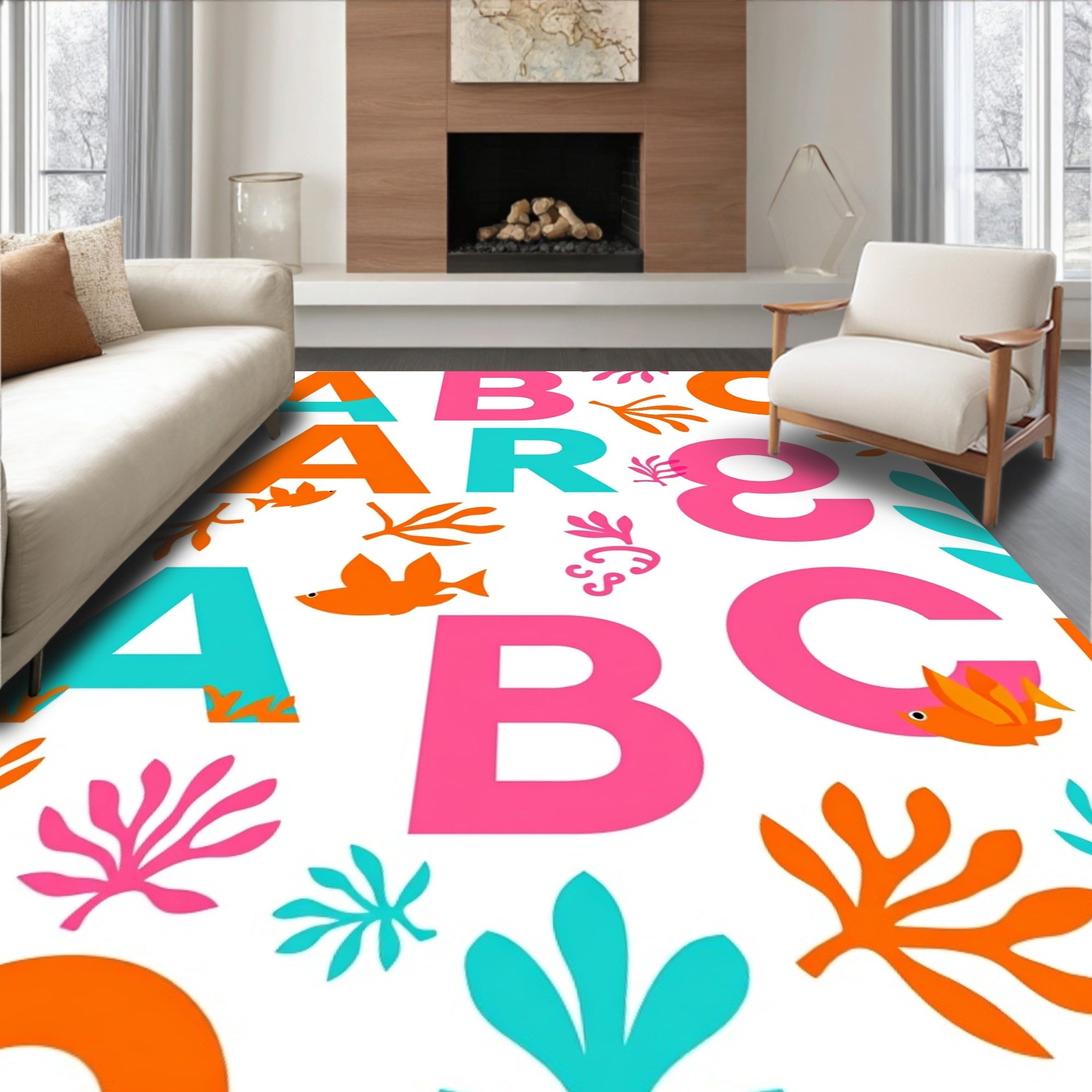 Playful Alphabet Coral Reef Adventure Rug