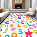 Playful ABC Animals Colorful Collage Rug